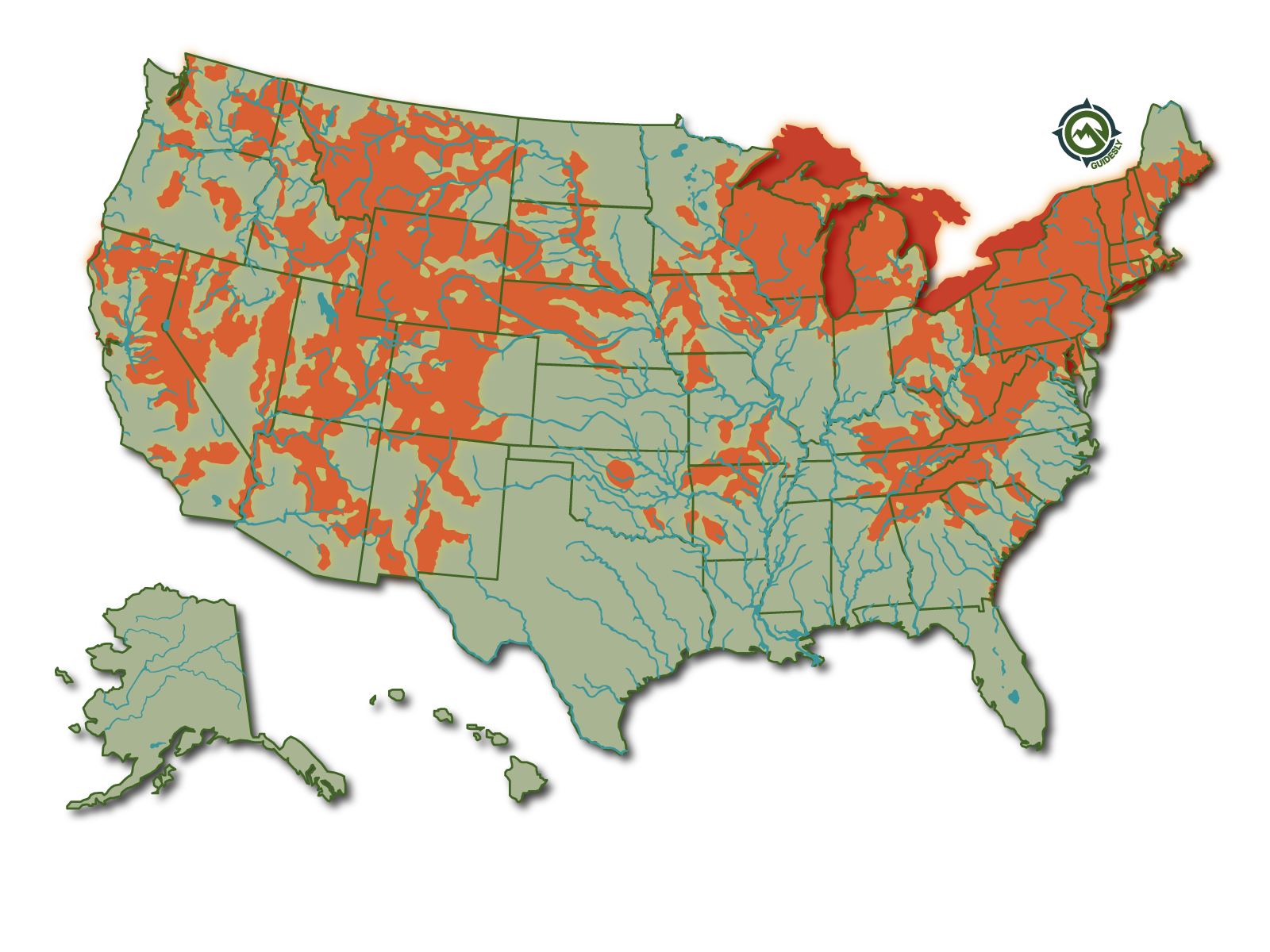 Brown Trout United States Fishing Map